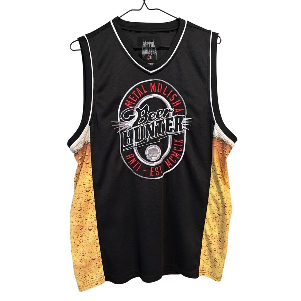 Metal Mulisha "Beer Hunter" Basketball Jersey Men's M Y2K Embroidered